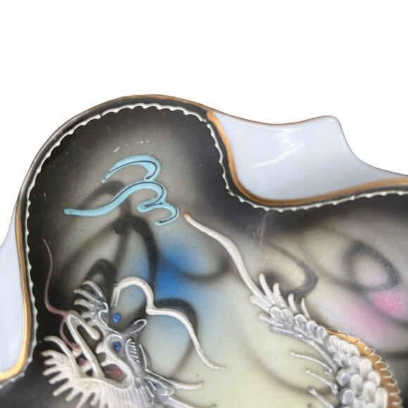 Vintage Hand Painted Japanese Moriage Dragonware  Dish Ashtray Tray Japan - Picture 5 of 11